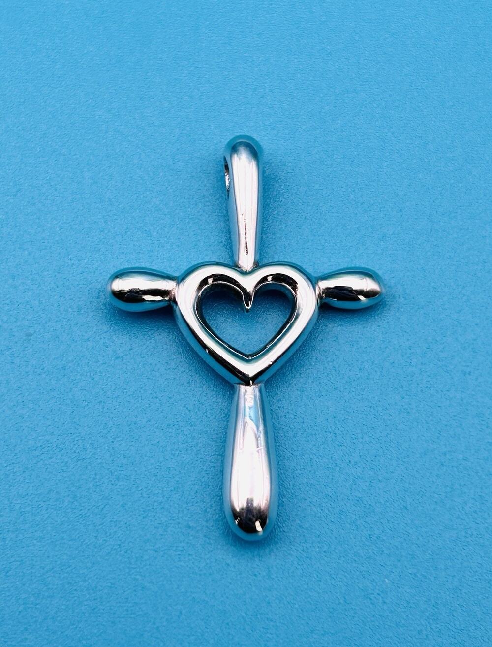 James Avery Retired Sterling Silver 925 "Eternal Love" Heart Cross Pendant 1.38"